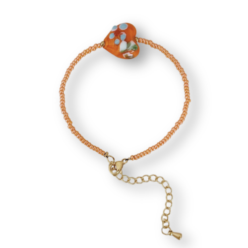 Orange hart armband goud