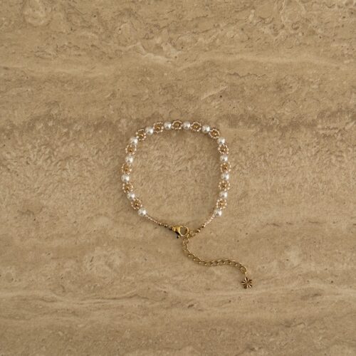 Flower armband nude goud